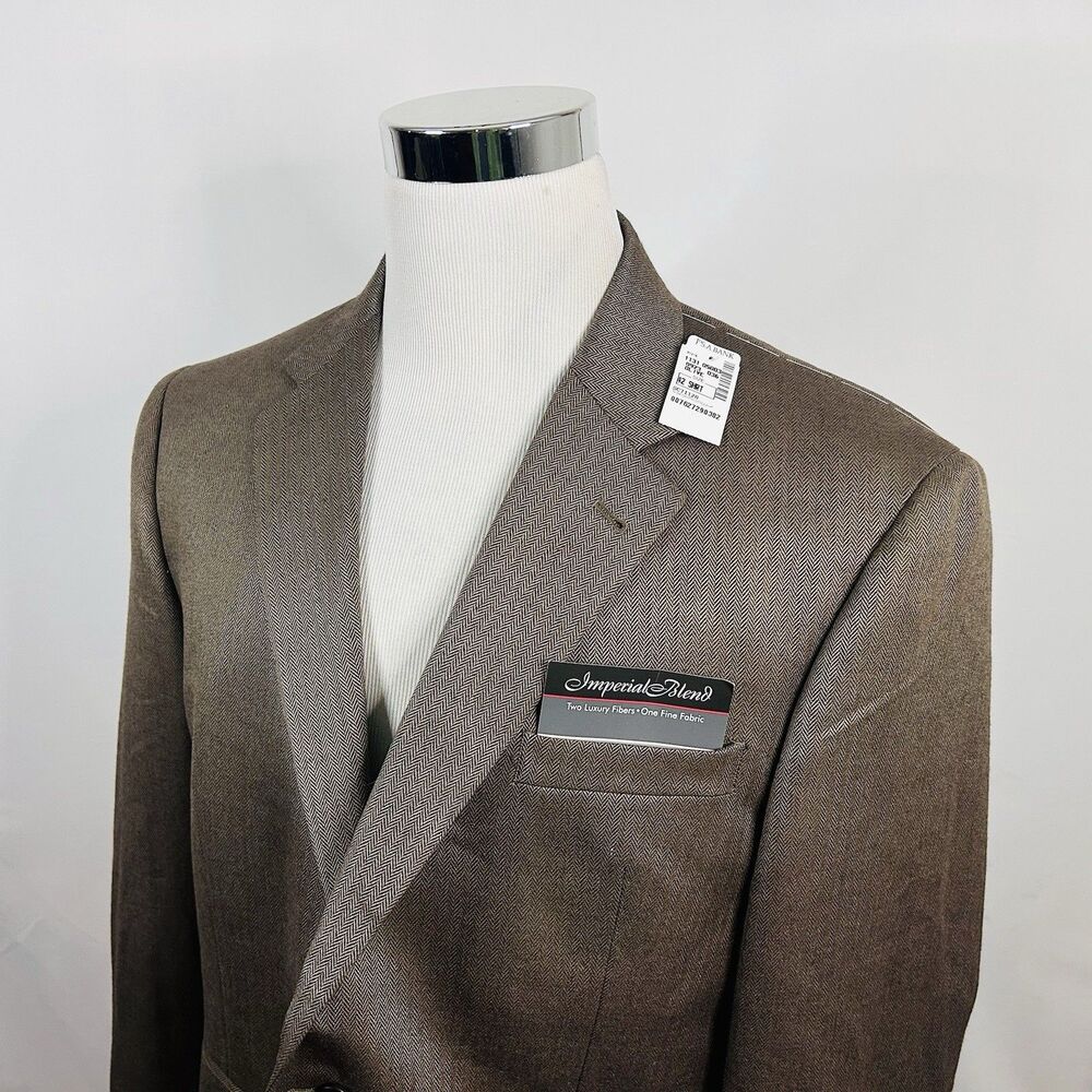 NWT Jos A Bank 42S Sport Coat Silk Camel Hair Herringbone Beige Two Button